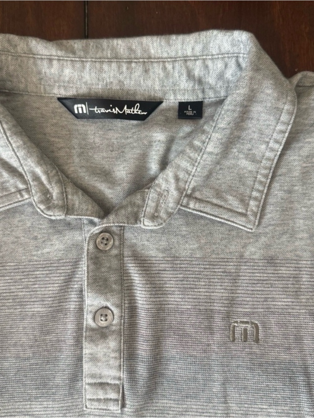TravisMathew Gray Performance Polo Mens Large Business Casual Golf Shirt - Picture 2 of 7
